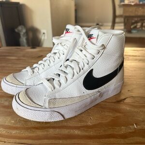 Nike White and Black High-Top Shoes